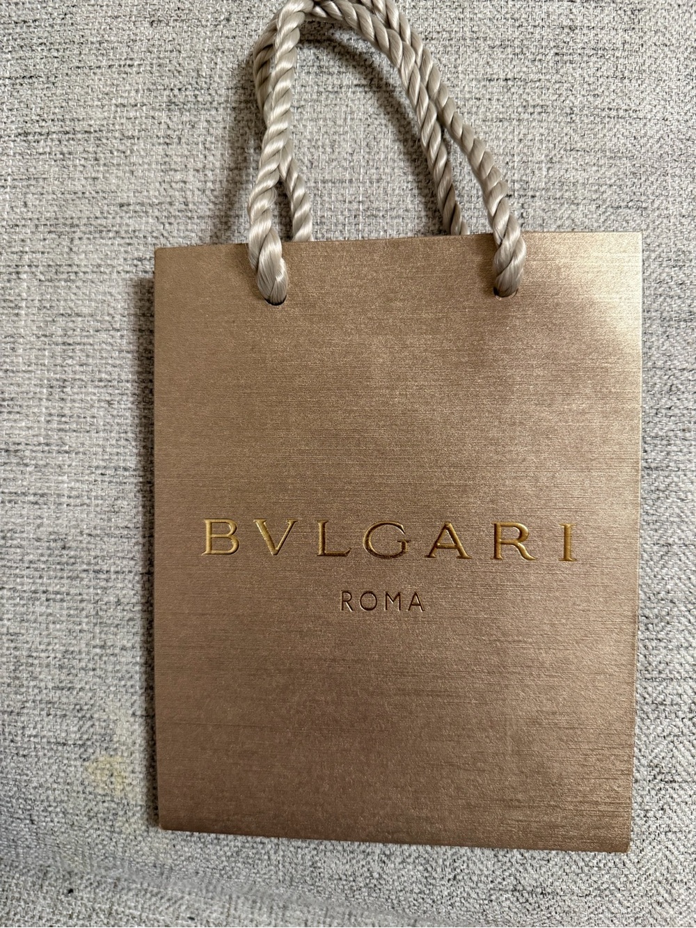 Bulgari Brown and Gold Logo Mini Gift Bag with Rope Handles